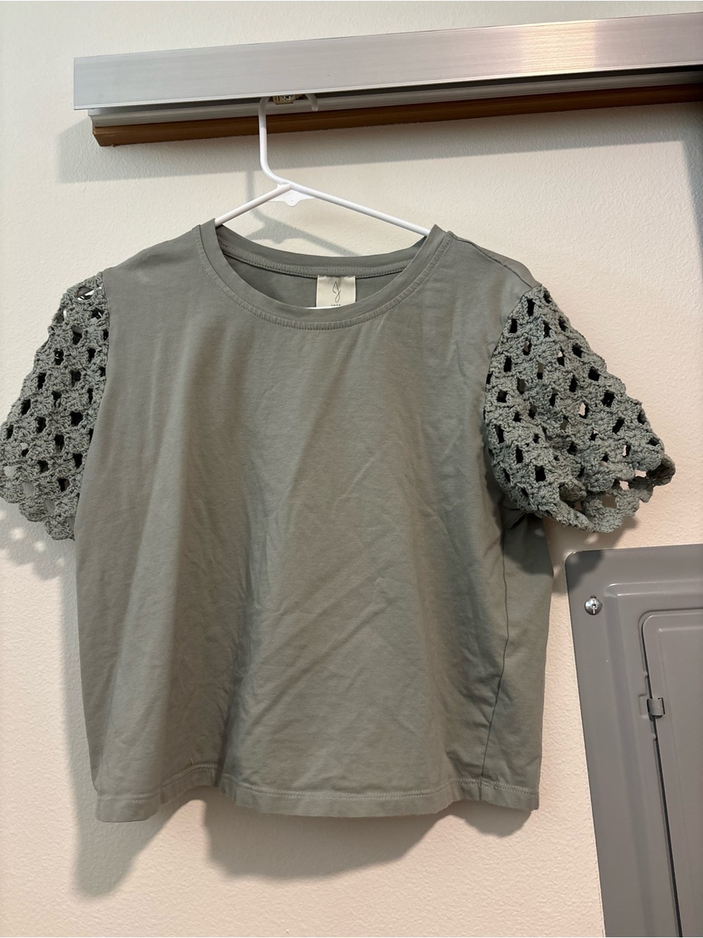 Joie Sage Crochet Sleeve Short-Sleeve Tee